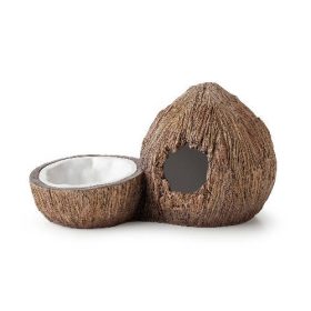   Exo-Terra Coconut Hide & Water Dish Set - búvóhely, vízestál (kókuszdió formájú) terráriumokba (20x11x11cm)